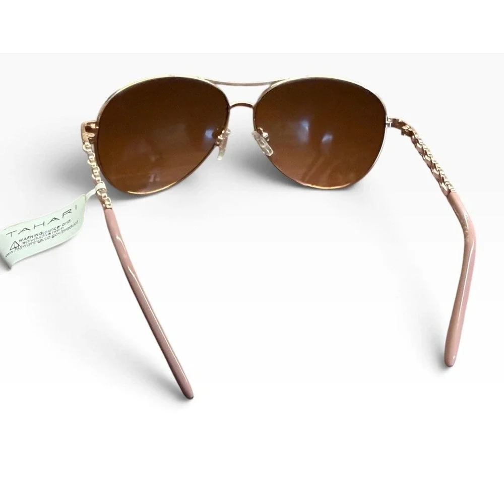 Tahari Sunglasses Aviator Pink Gold TH649 New with tag